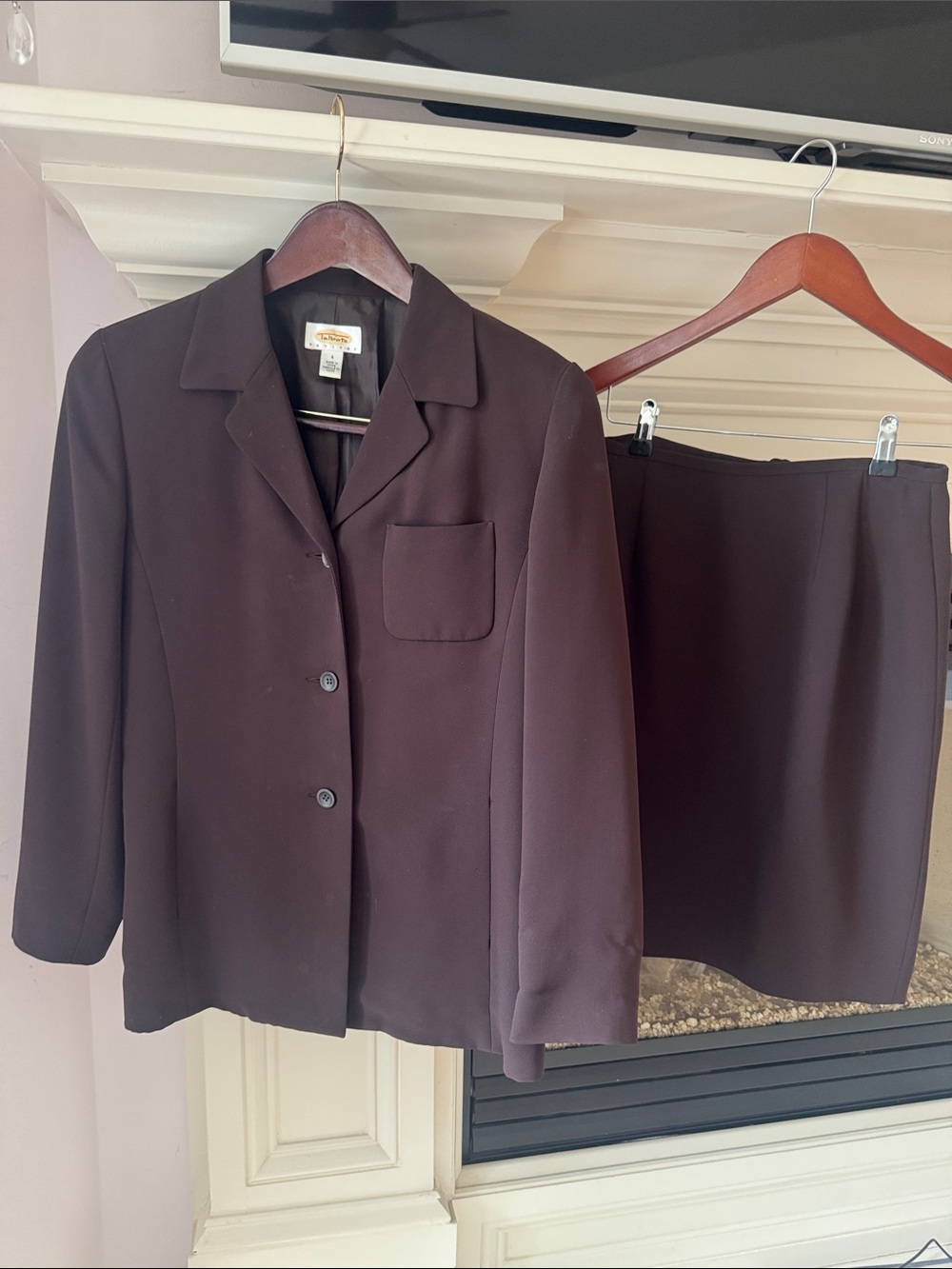 Talbots Petites Dark Brown Blazer and Skirt Set